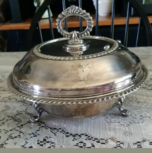 Vintage Other - Silver Plated Rope Pattern Serving Dish With Lid